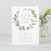 Genderneutraal Oh Baby Eucalyptus Baby shower Invi Kaart (Staand voorkant)