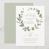 Genderneutraal Oh Baby Eucalyptus Baby shower Invi Kaart (Voorkant / Achterkant)