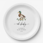 Genderneutraal Oh Baby Mallard Duck Baby shower Papieren Bordje (Voorkant)