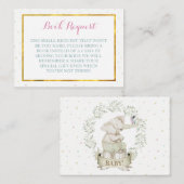 Genderneutraal Olifant Baby shower Boekaanvraag Informatiekaartje (Voorkant / Achterkant)