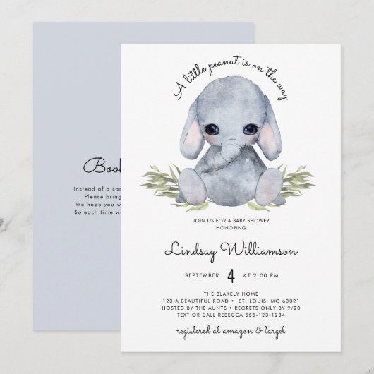 Genderneutraal olifantenBaby shower Kaart (Voorkant / Achterkant)