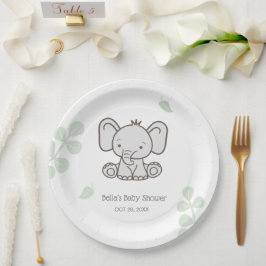 Genderneutraal olifantenBaby shower Papieren Bordje
