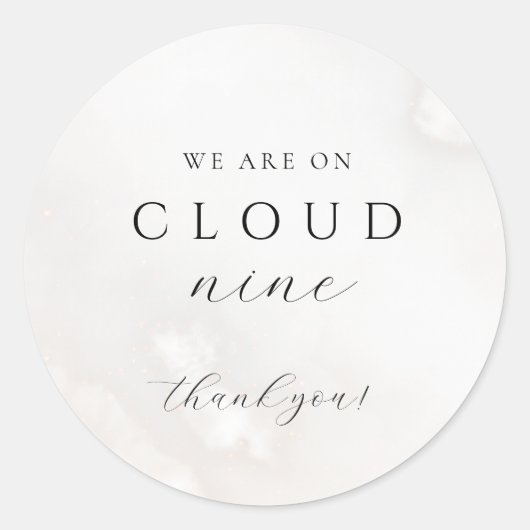 Genderneutraal op Cloud Nine Baby shower Ronde Sticker (Voorkant)