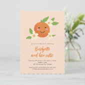 Genderneutraal Oranje Baby shower Kaart (Staand voorkant)