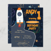 Genderneutraal Outer Space Eerste Verjaardagsfeest (Voorkant / Achterkant)