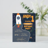 Genderneutraal Outer Space Eerste Verjaardagsfeest (Staand voorkant)