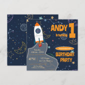 Genderneutraal Outer Space Eerste Verjaardagsfeest (Voorkant / Achterkant)