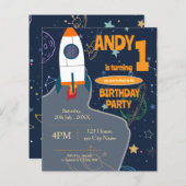 Genderneutraal Outer Space Eerste Verjaardagsfeest (Voorkant / Achterkant)