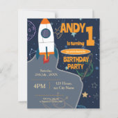 Genderneutraal Outer Space Eerste Verjaardagsfeest (Voorkant)