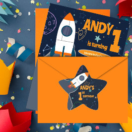 Genderneutraal Outer Space Eerste Verjaardagsfeest Ster Sticker