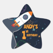 Genderneutraal Outer Space Eerste Verjaardagsfeest Ster Sticker (Voorkant)