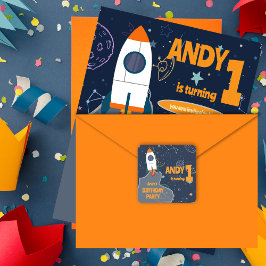 Genderneutraal Outer Space Eerste Verjaardagsfeest Vierkante Sticker