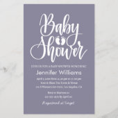genderneutraal paarse baby shower flyer (Voorkant)