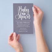 genderneutraal paarse baby shower flyer (Hand)