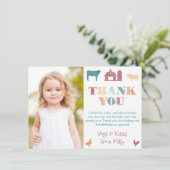 Genderneutraal Petting Zoo Birthday Party Afbeeldi Bedankkaart (Staand voorkant)