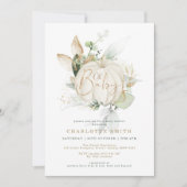 Genderneutraal pomkin Greenery Gold Baby shower Kaart (Voorkant)