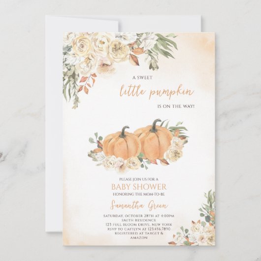 Genderneutraal pompoen Baby shower Kaart (Voorkant)