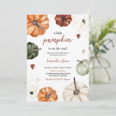 Genderneutraal pompoen Baby shower Kaart (Staand voorkant)