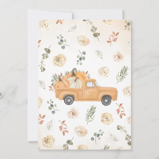 Genderneutraal pompoen truck Baby shower Kaart (Achterkant)