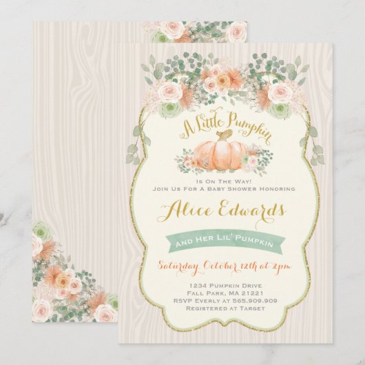 Genderneutraal pompoenonderzoek Baby shower Kaart (Voorkant / Achterkant)