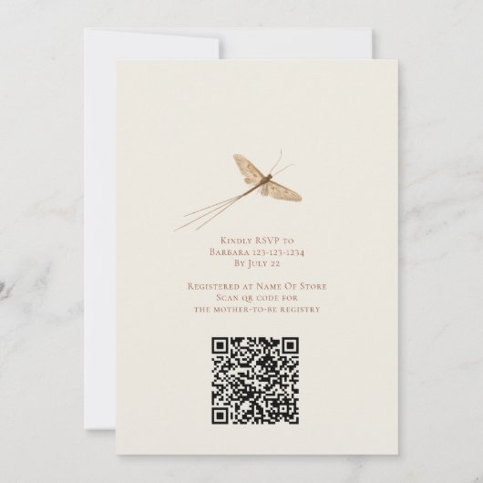 Genderneutraal QR Code Liefde Bug Baby shower Kaart (Achterkant)