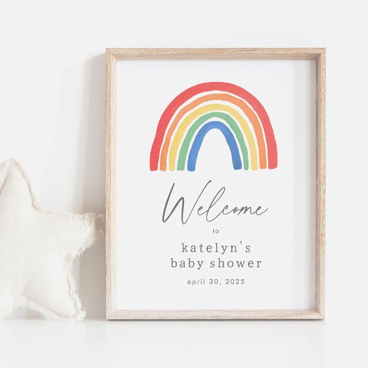 Genderneutraal Rainbow Baby shower Welkomstbord Poster