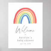 Genderneutraal Rainbow Baby shower Welkomstbord Poster (Voorkant)
