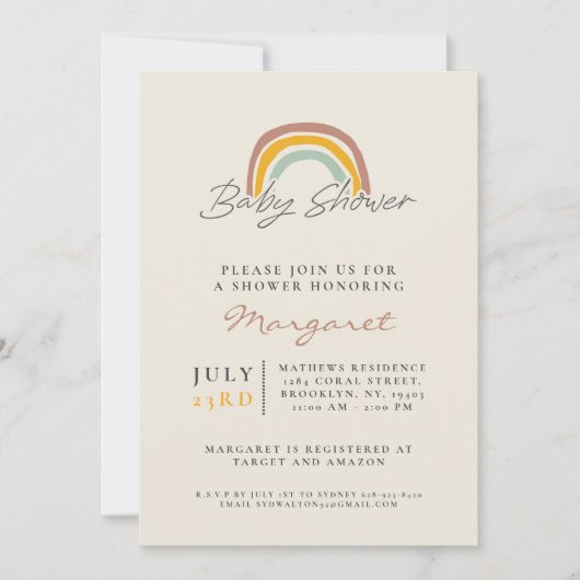 Genderneutraal regenboogBaby shower Kaart (Voorkant)