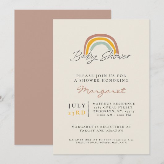 Genderneutraal regenboogBaby shower Kaart (Voorkant / Achterkant)