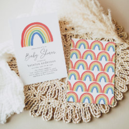 Genderneutraal regenboogBaby shower Kaart