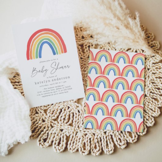 Genderneutraal regenboogBaby shower Kaart