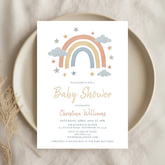 Genderneutraal regenboogonderzoek Baby shower Kaart
