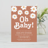 Genderneutraal Retro Daisy Baby shower Kaart (Staand voorkant)