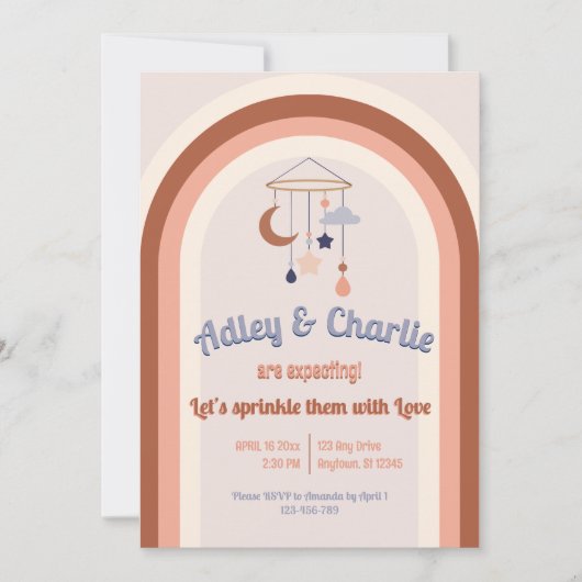 Genderneutraal Retro Groovy Rainbow Baby shower (Voorkant)