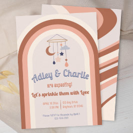 Genderneutraal Retro Groovy Rainbow Baby shower