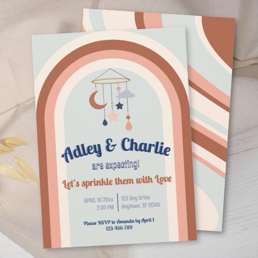 Genderneutraal Retro Groovy Rainbow Baby shower