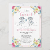 Genderneutraal roze meisje en meisje met tweelingB Kaart (Voorkant)