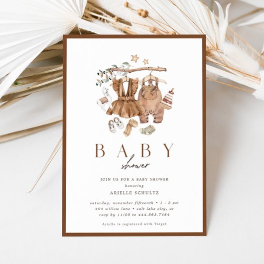 Genderneutraal rustiek  Baby shower Kaart