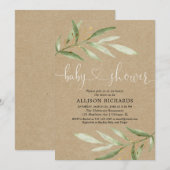 Genderneutraal rustiek kraftgroen baby shower kaart (Voorkant / Achterkant)