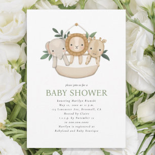 Genderneutraal Safari-Baby shower Kaart