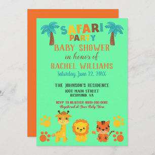 Genderneutraal Safari-Baby shower Kaart