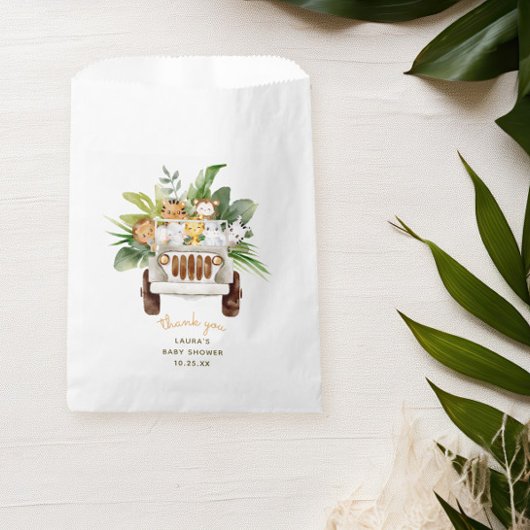 Genderneutraal Safari Dier Baby shower Dank u Bedankzakje