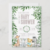 Genderneutraal Safari Dieren Groen Baby shower (Voorkant)