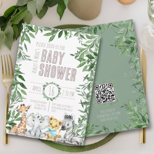 Genderneutraal Safari Dieren Groen Baby shower