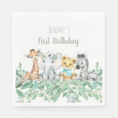 Genderneutraal Safari Theme Birthday Napkins Servet (Voorkant)
