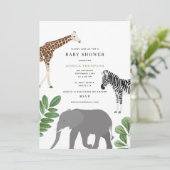 Genderneutraal Safari Wild Animals Baby shower Kaart (Staand voorkant)
