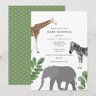 Genderneutraal Safari Wild Animals Baby shower Kaart