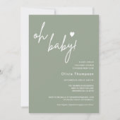 Genderneutraal Sage Green Custom OH Baby shower Kaart (Voorkant)