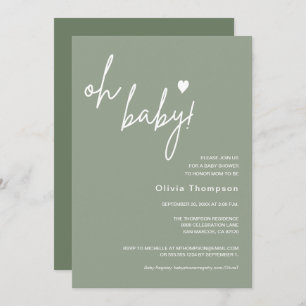 Genderneutraal Sage Green Custom OH Baby shower Kaart