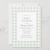 Genderneutraal Sage Green Gingham Baby shower Kaart (Voorkant)